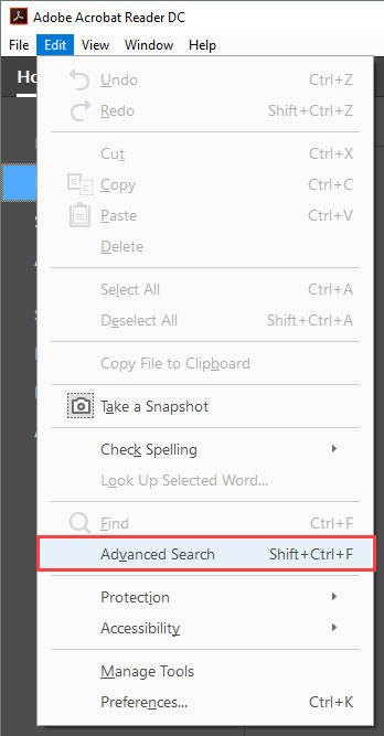 Adobe Reader Advanced Search