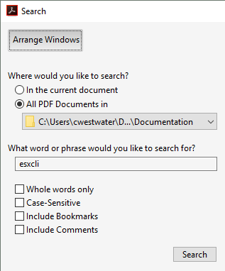 Adobe Reader Advanced Search