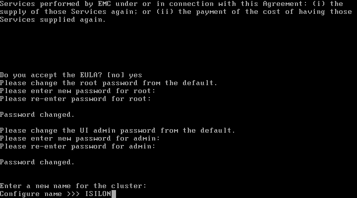 Isilon Node 1 Setup