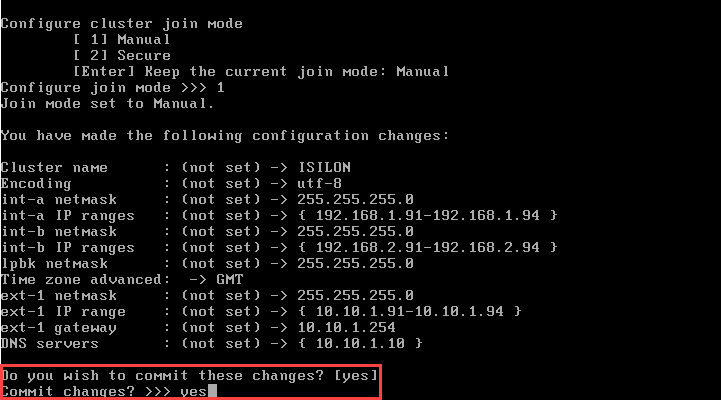 Isilon Node 1 Setup