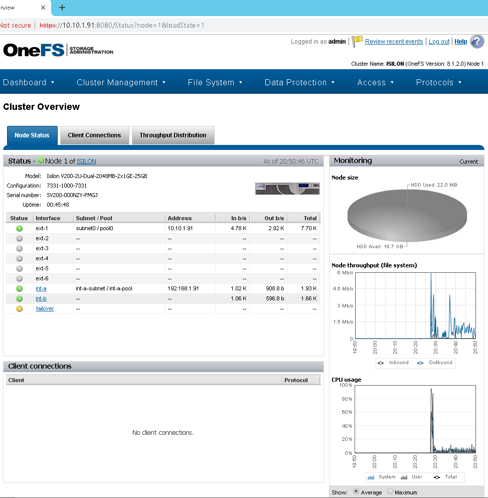 Isilon Node 1 Setup