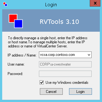 RVTools Login