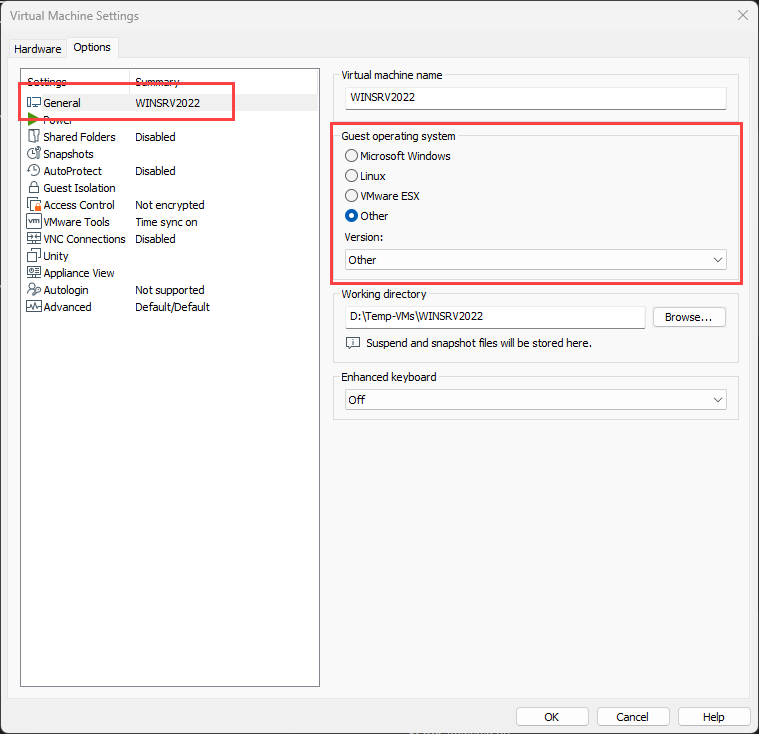 Bad VM Settings