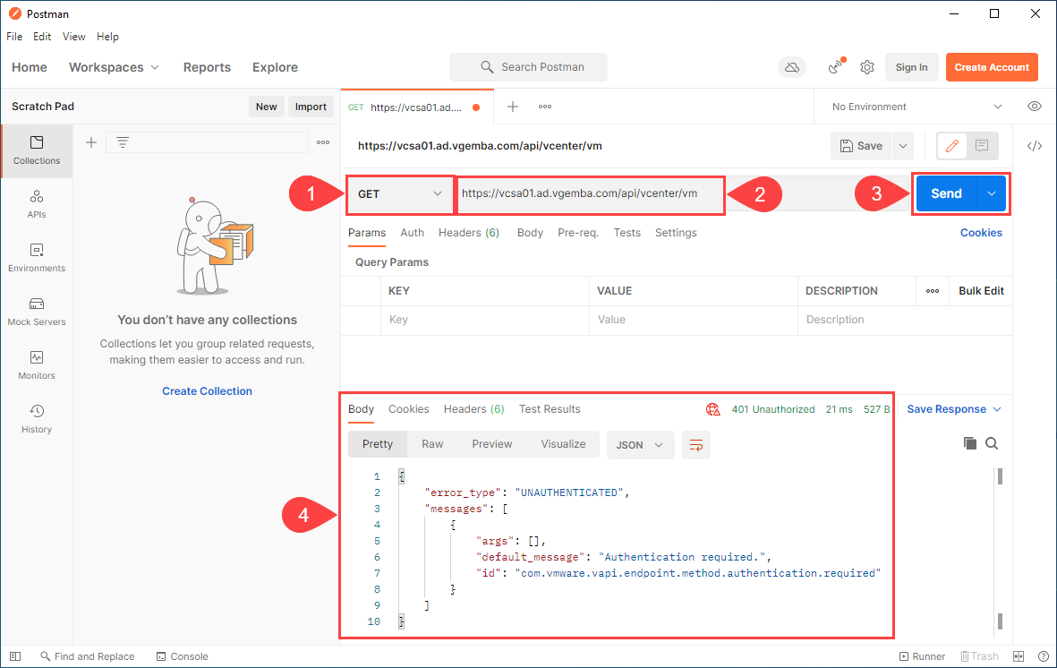 VCSA Postman