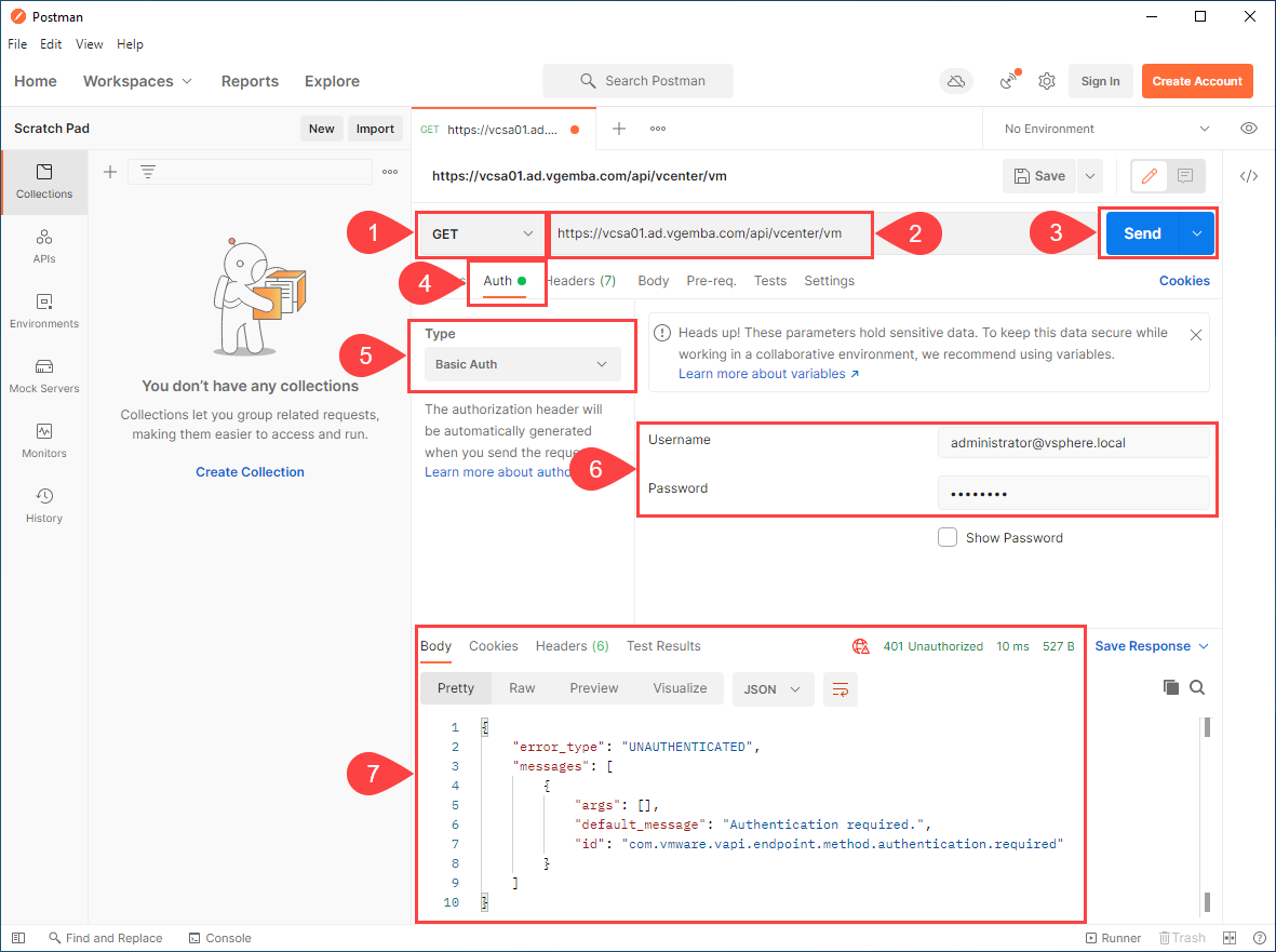 VCSA Postman